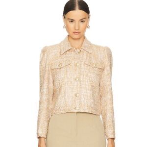 NWT L'Agence Kasey Tweed Bracelet Jacket in Bone Size 12 Revolve
